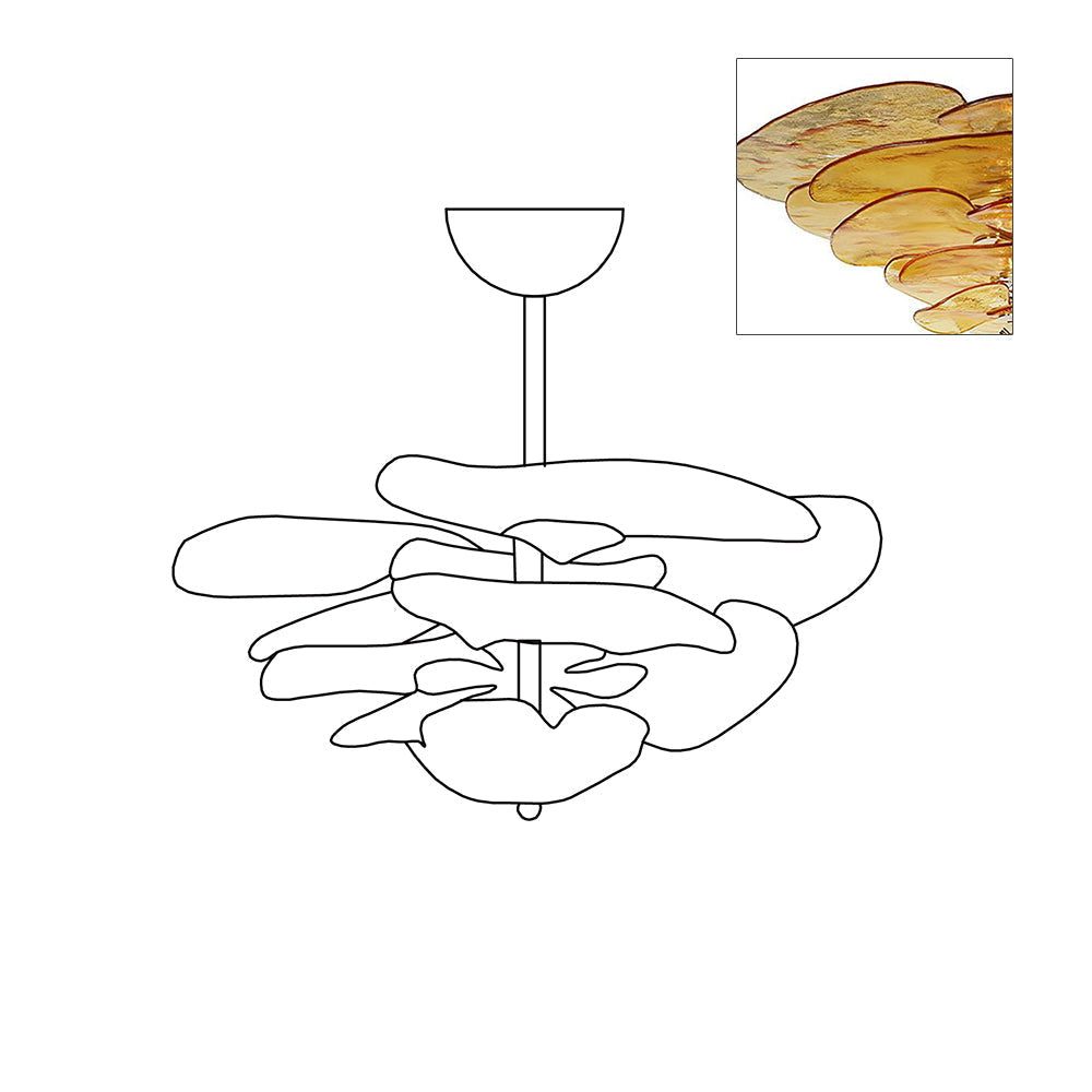 Aurora Chandelier Gold Murano Glass Petal Luxury - Blowlighting