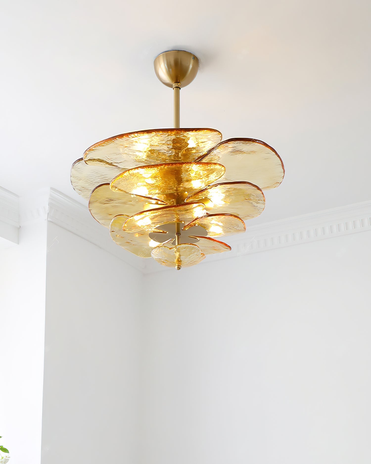 Aurora Chandelier Gold Murano Glass Petal Luxury - Blowlighting