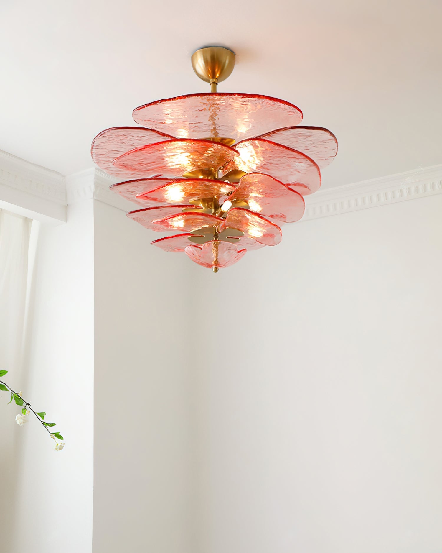 Aurora Chandelier Gold Murano Glass Petal Luxury - Blowlighting