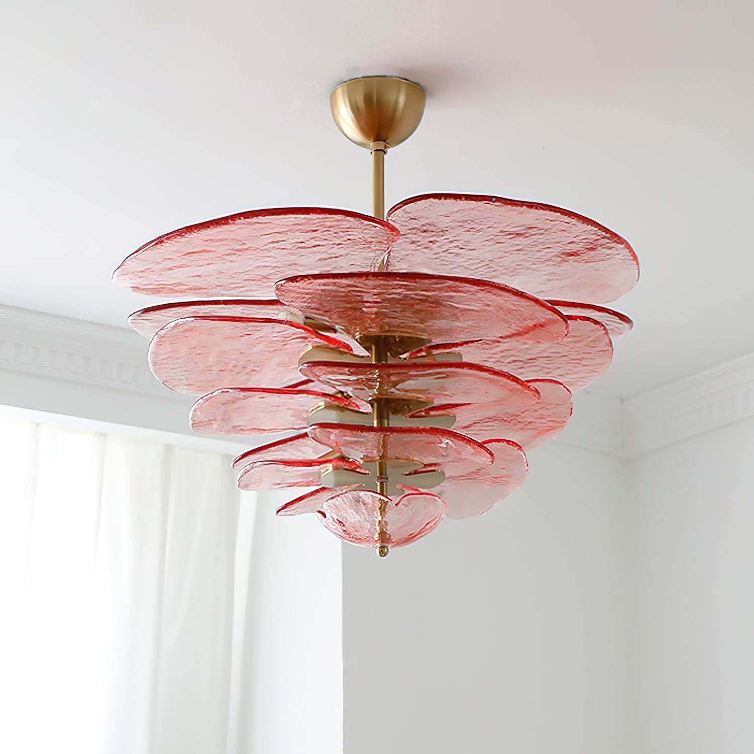 Aurora Chandelier Gold Murano Glass Petal Luxury - Blowlighting