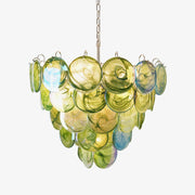 Aurora Chandelier Green Murano Glass Disc Contemporary - Blowlighting