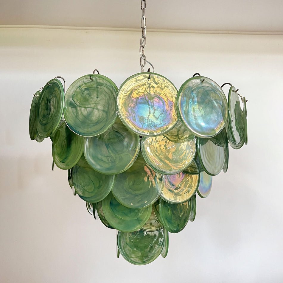 Aurora Chandelier Green Murano Glass Disc Contemporary - Blowlighting
