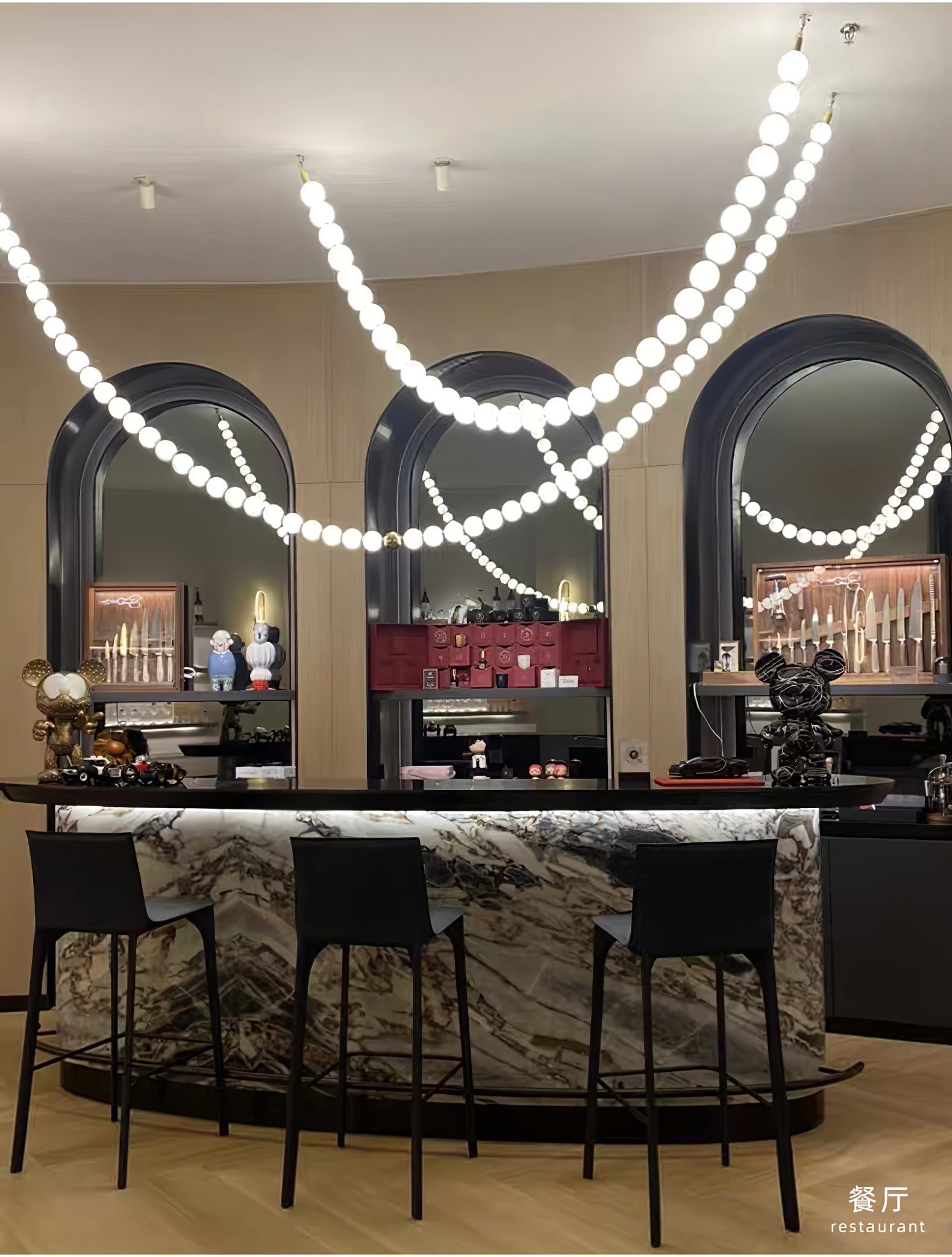 PearlCascade Glass Bead Chandelier - Blowlighting