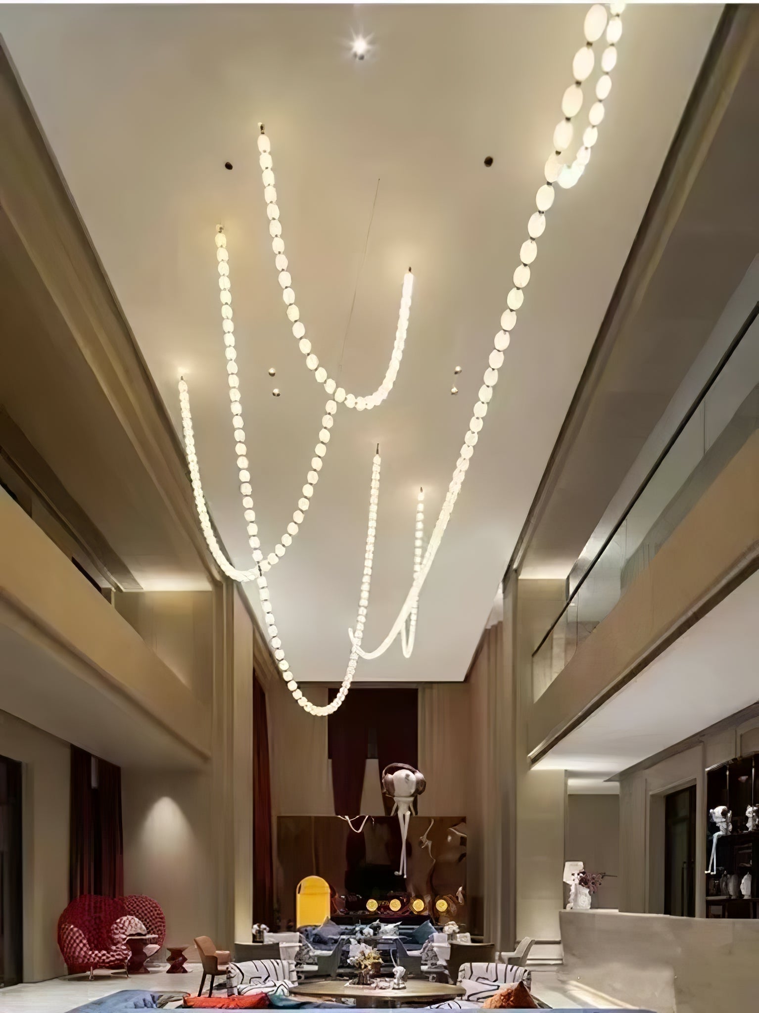 PearlCascade Glass Bead Chandelier - Blowlighting