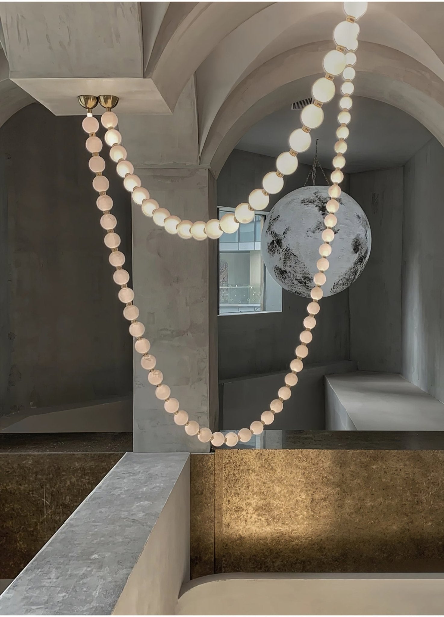 PearlCascade Glass Bead Chandelier - Blowlighting