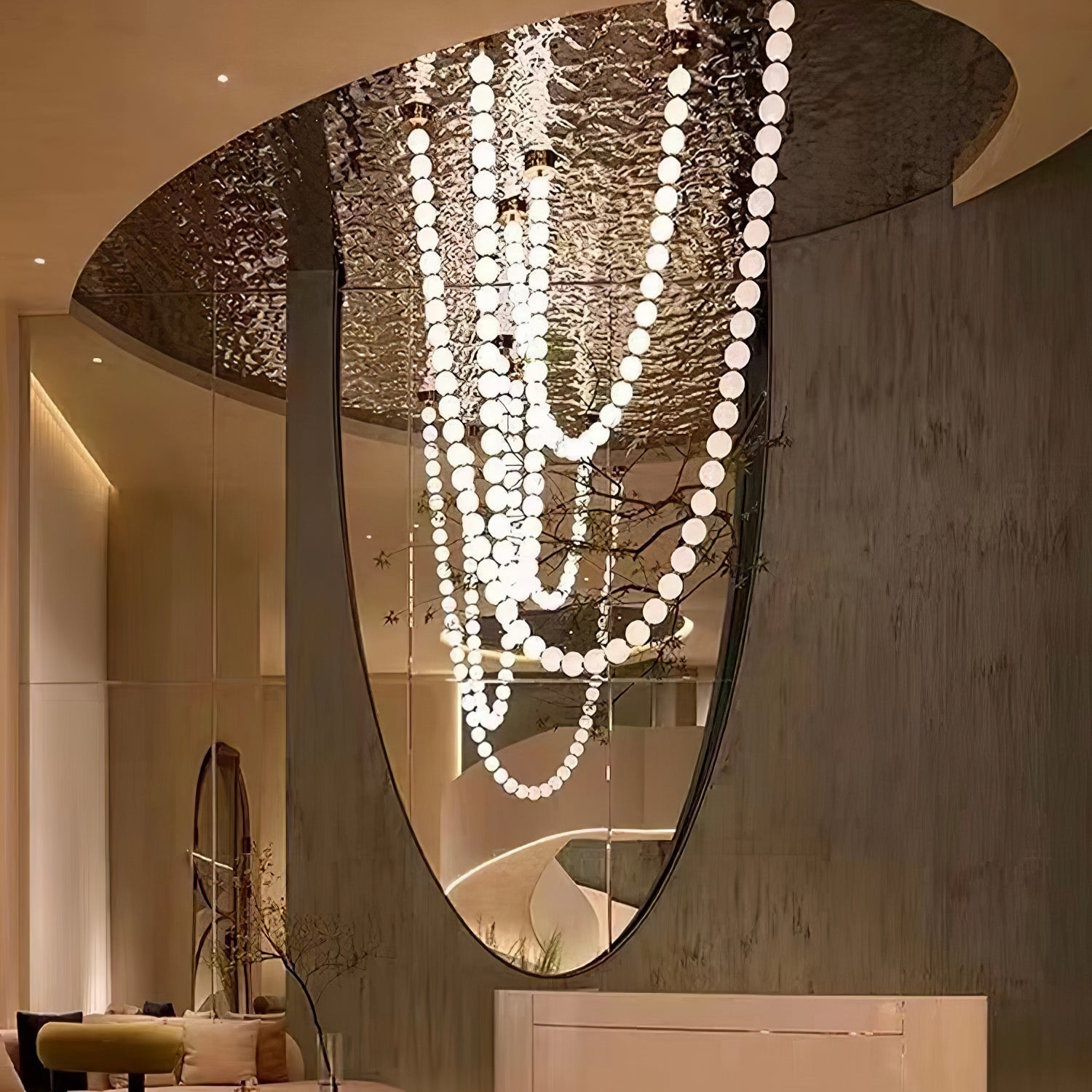 PearlCascade Glass Bead Chandelier - Blowlighting