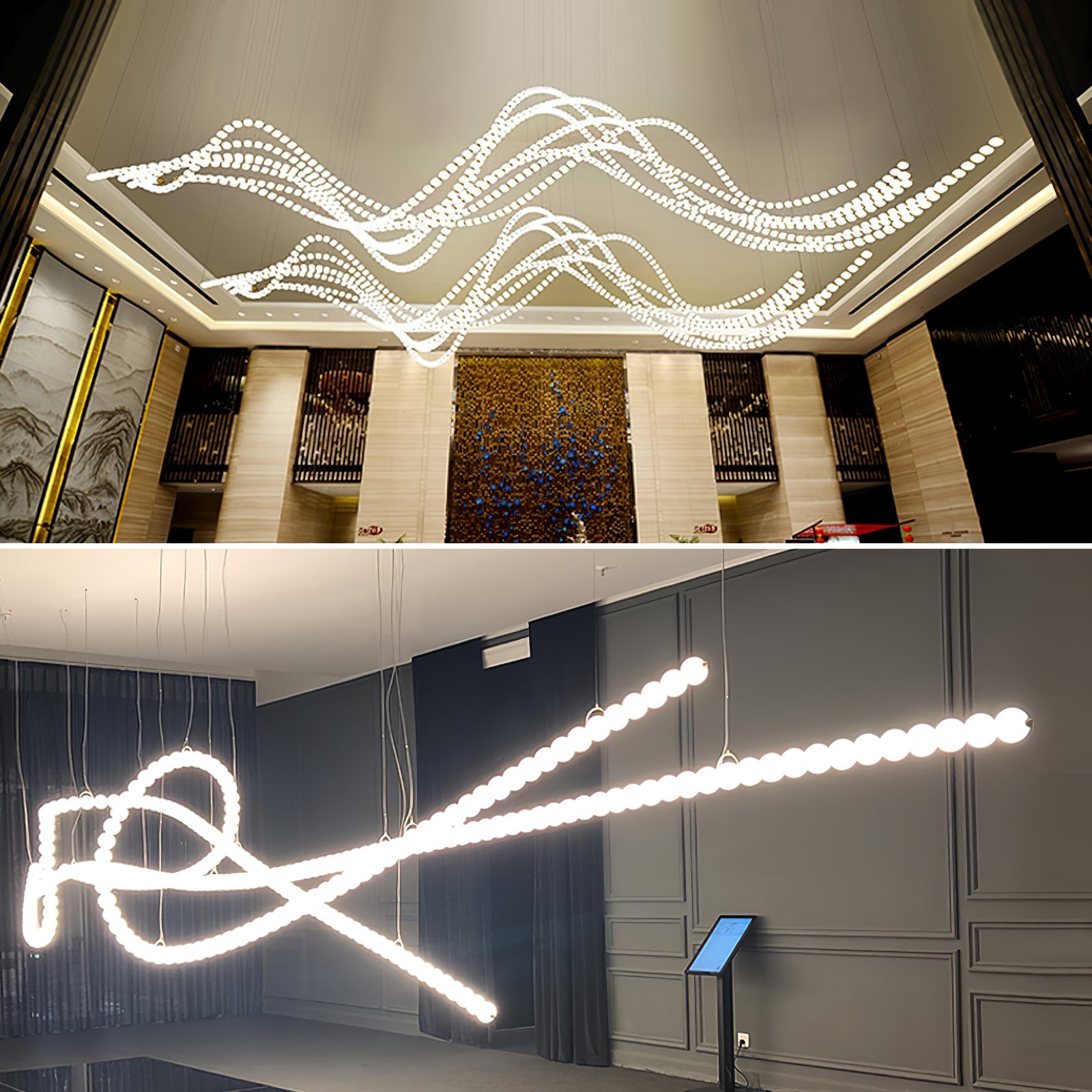 PearlCascade Glass Bead Chandelier - Blowlighting