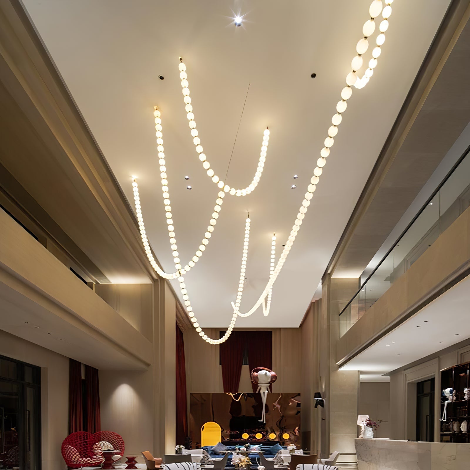 PearlCascade Glass Bead Chandelier - Blowlighting
