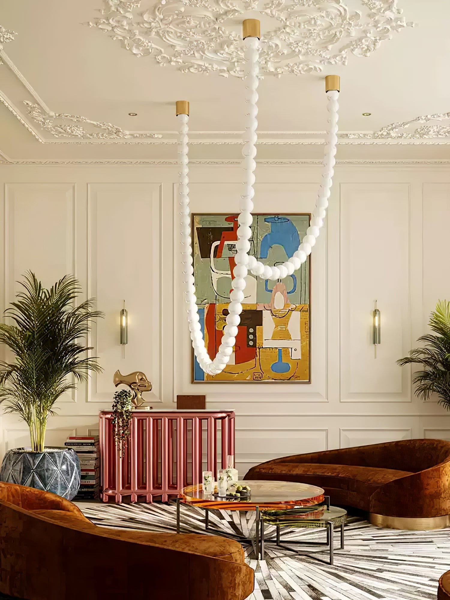 PearlCascade Glass Bead Chandelier - Blowlighting