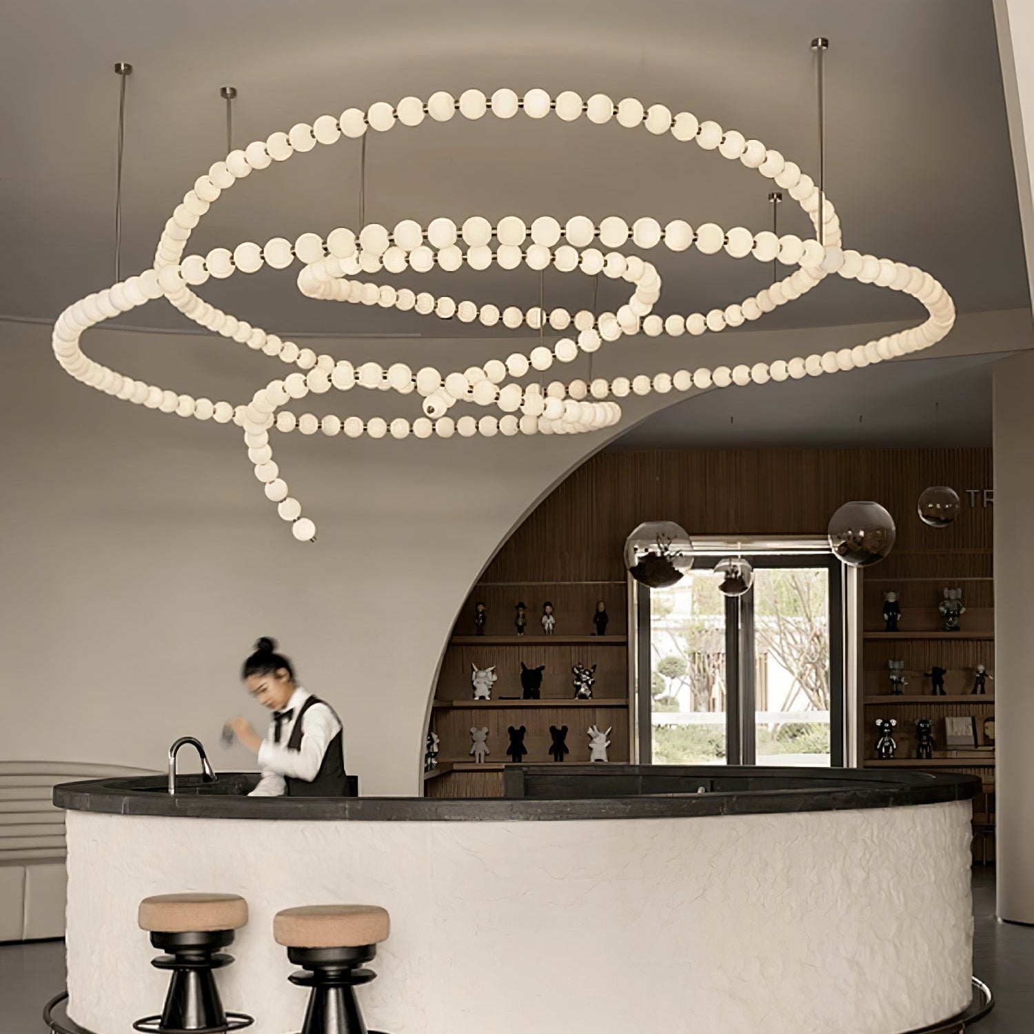 PearlCascade Glass Bead Chandelier - Blowlighting