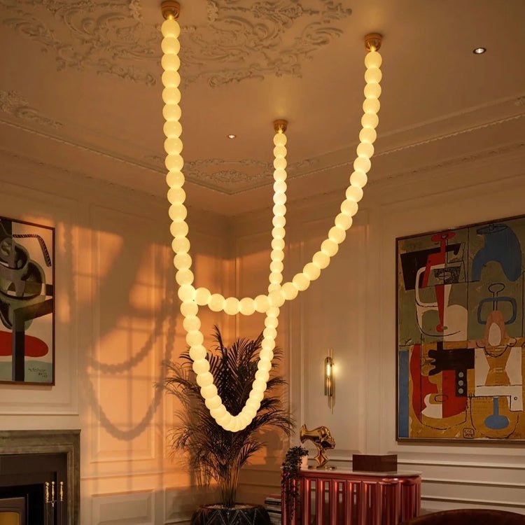 PearlCascade Glass Bead Chandelier - Blowlighting