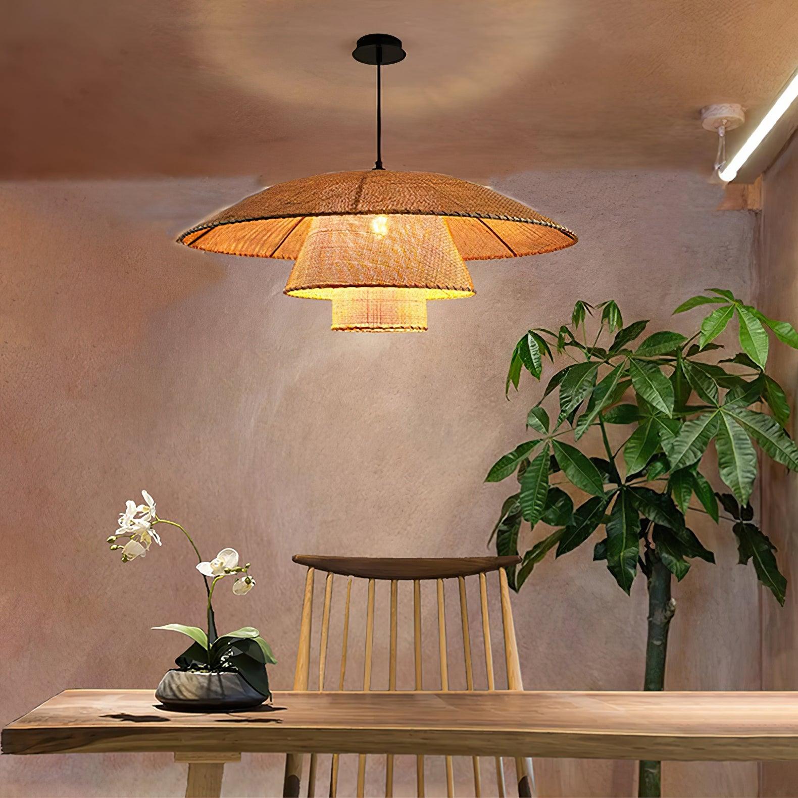 Hat Weave Rattan Pendant Lamp - Blowlighting