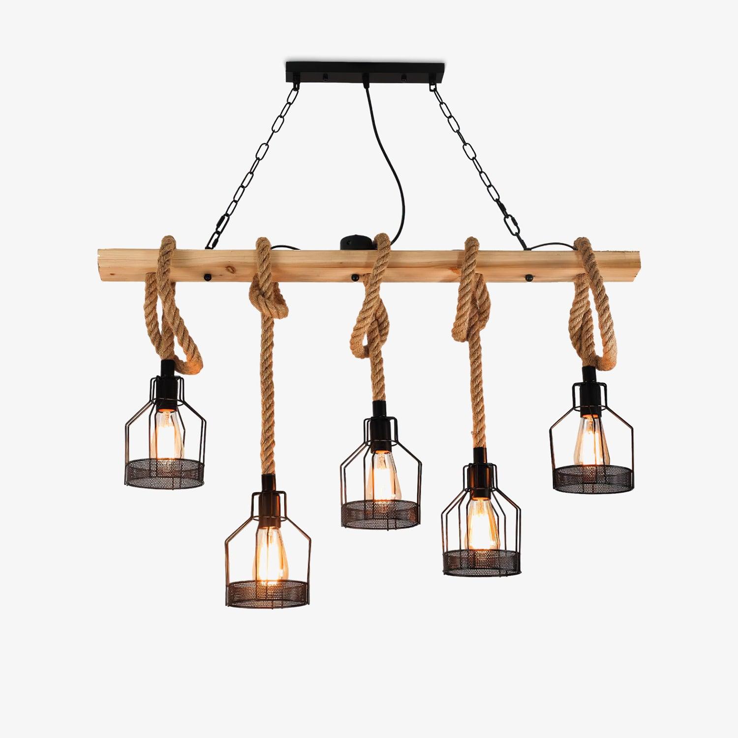 Hemp Rope Industrial Grenade Chandelier - Blowlighting