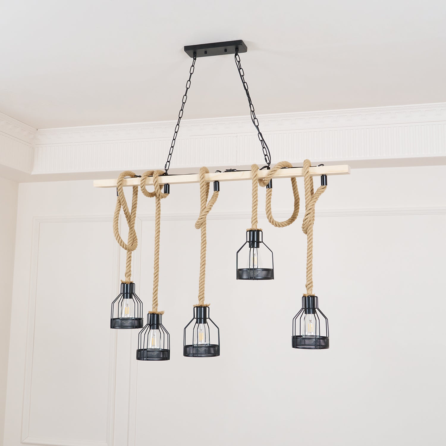 Hemp Rope Industrial Grenade Chandelier - Blowlighting