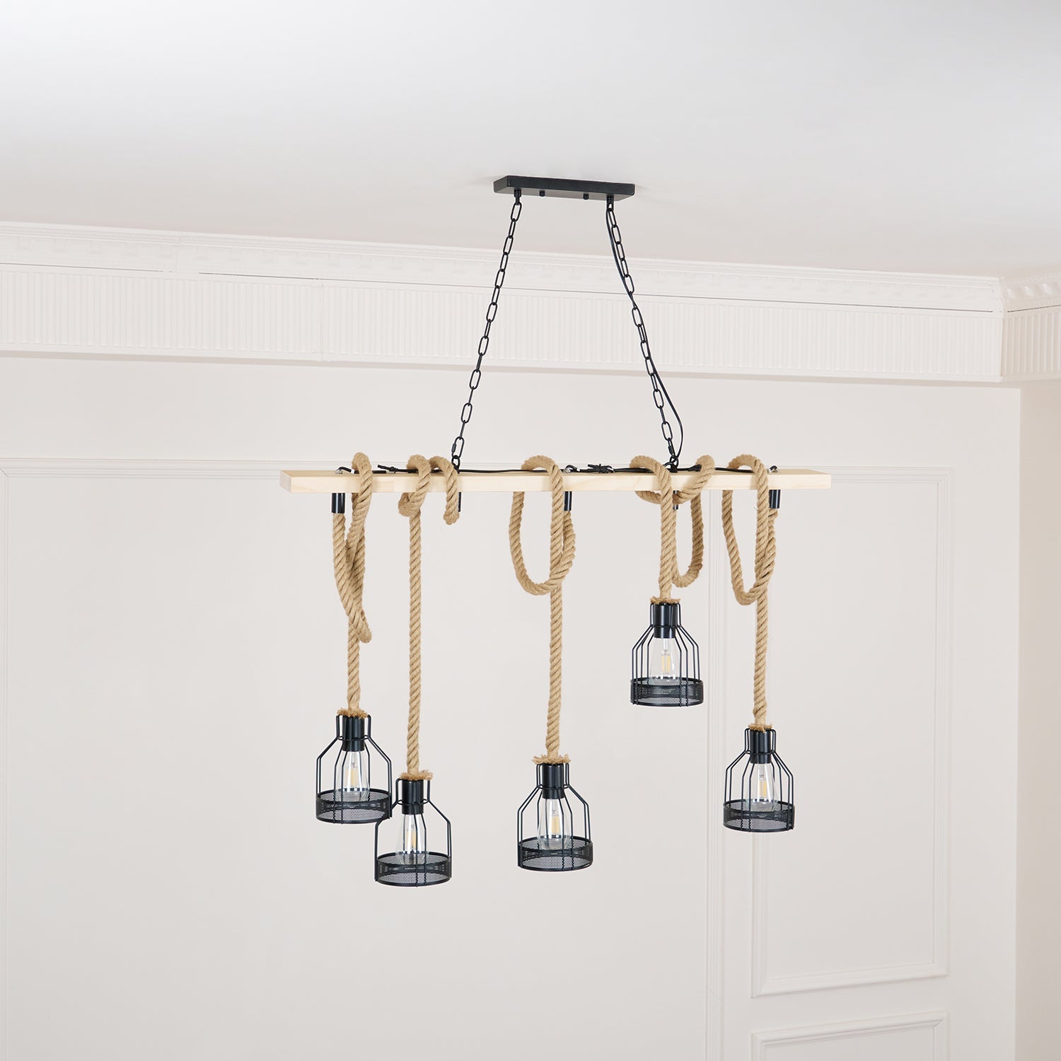 Hemp Rope Industrial Grenade Chandelier - Blowlighting