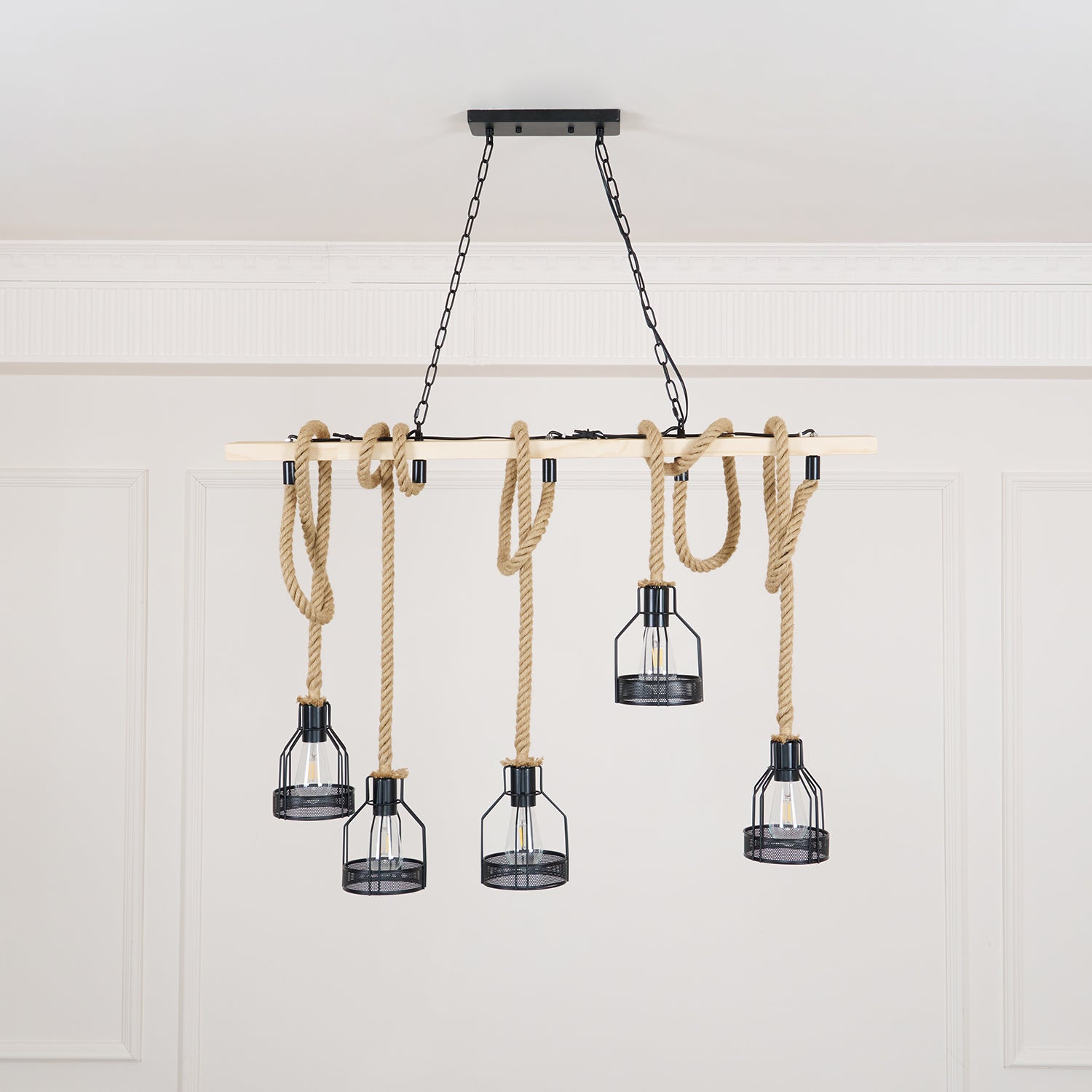 Hemp Rope Industrial Grenade Chandelier - Blowlighting