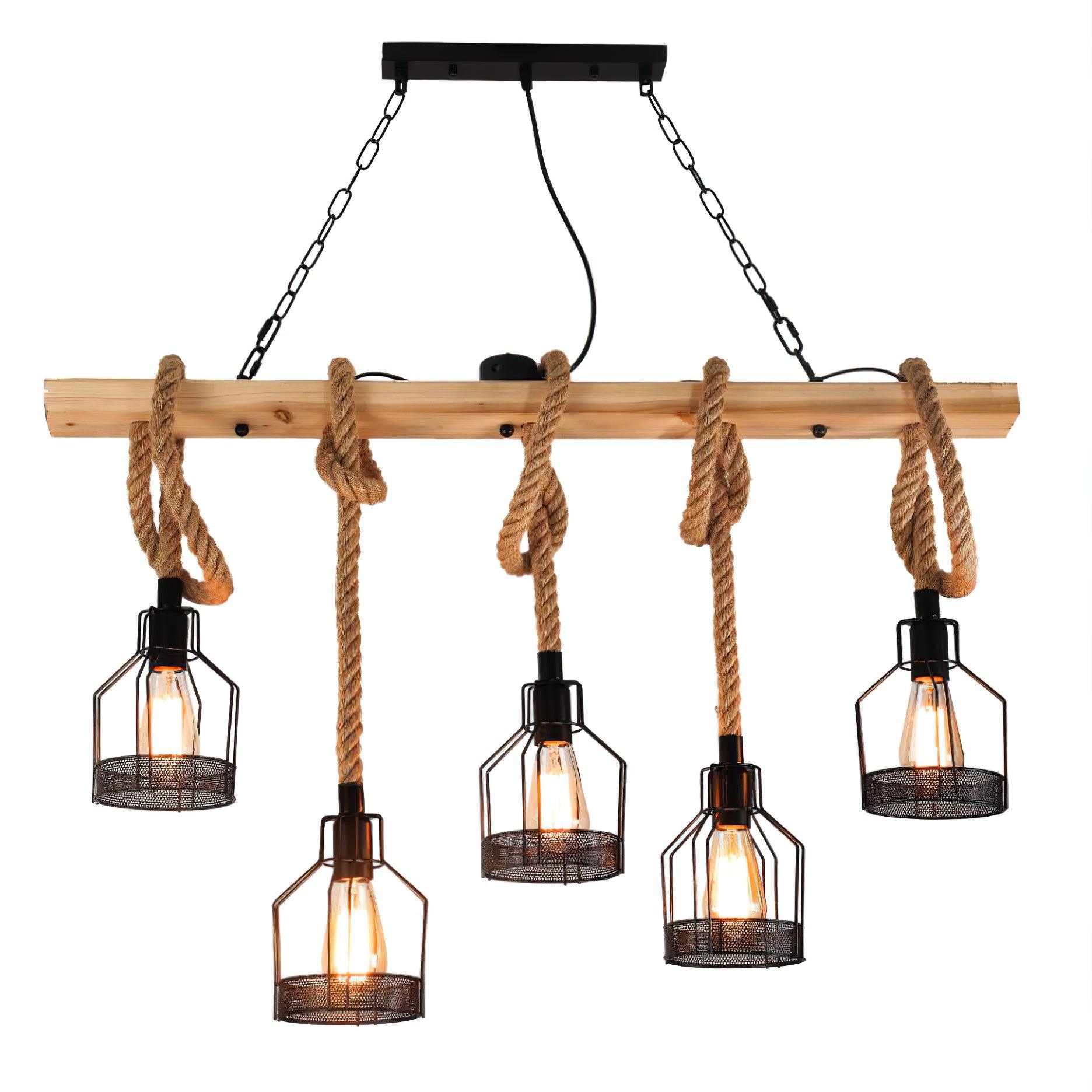 Hemp Rope Industrial Grenade Chandelier - Blowlighting