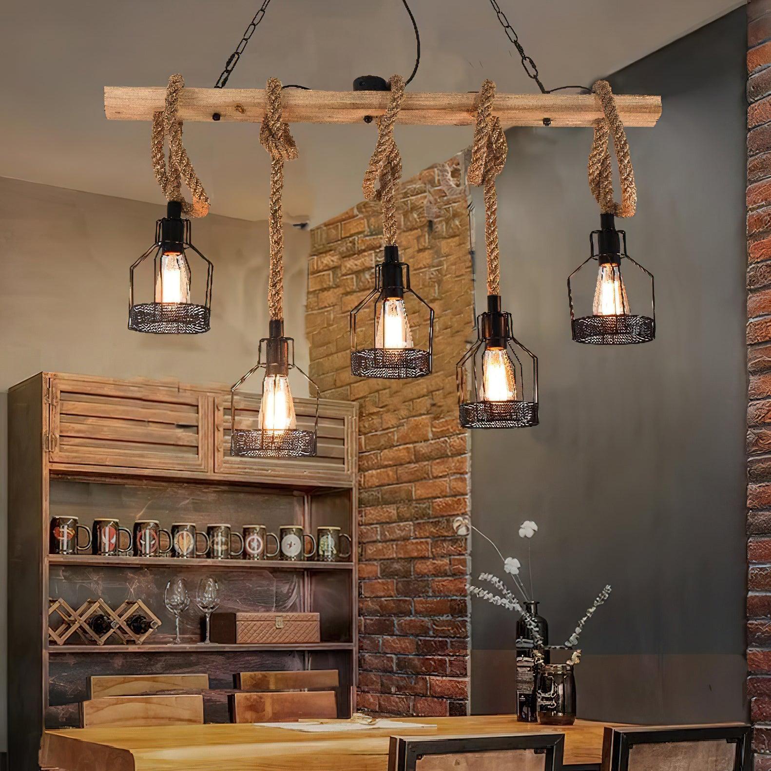 Hemp Rope Industrial Grenade Chandelier - Blowlighting