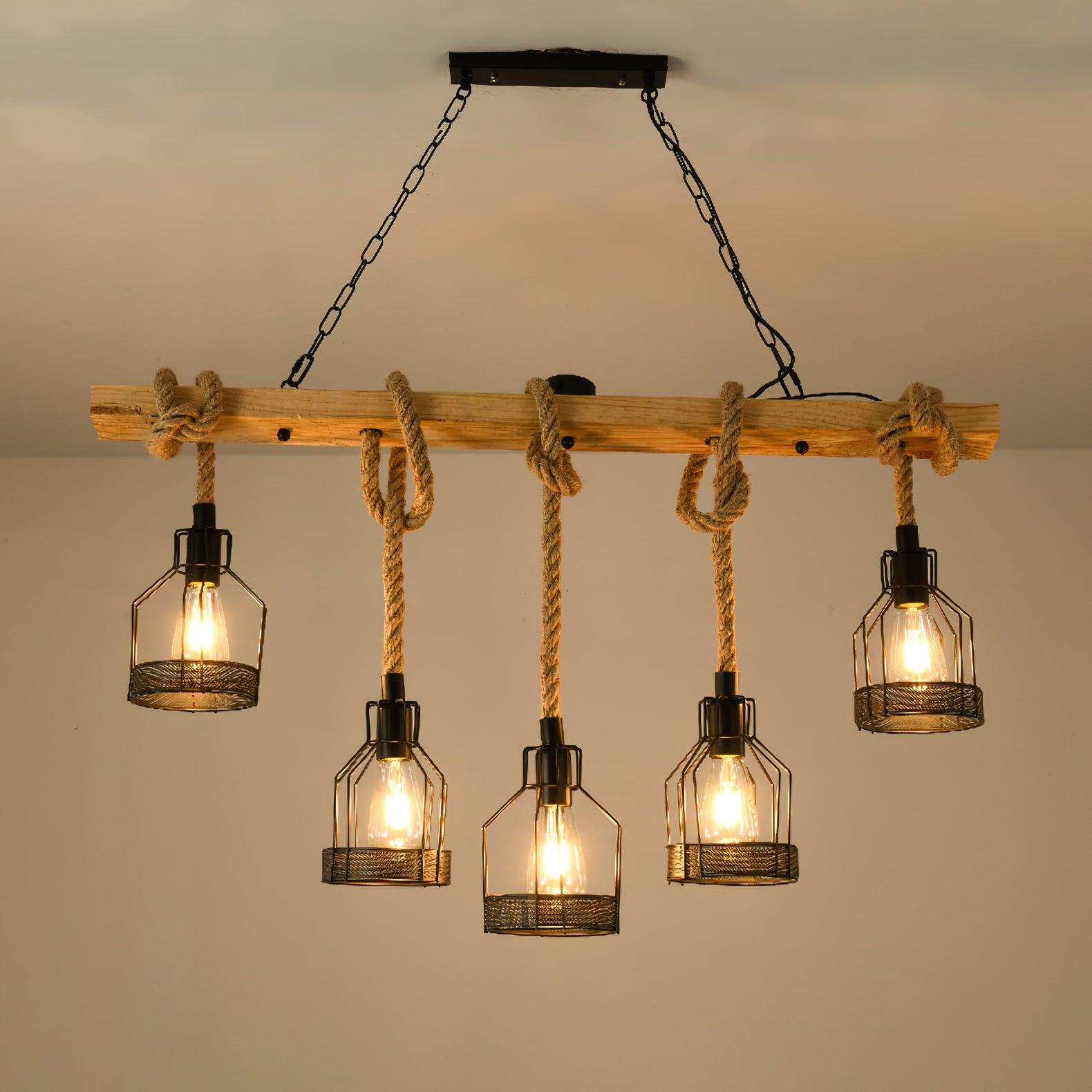 Hemp Rope Industrial Grenade Chandelier - Blowlighting