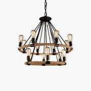 Hemp Rope Industrial Large Circle Chandelier - Blowlighting