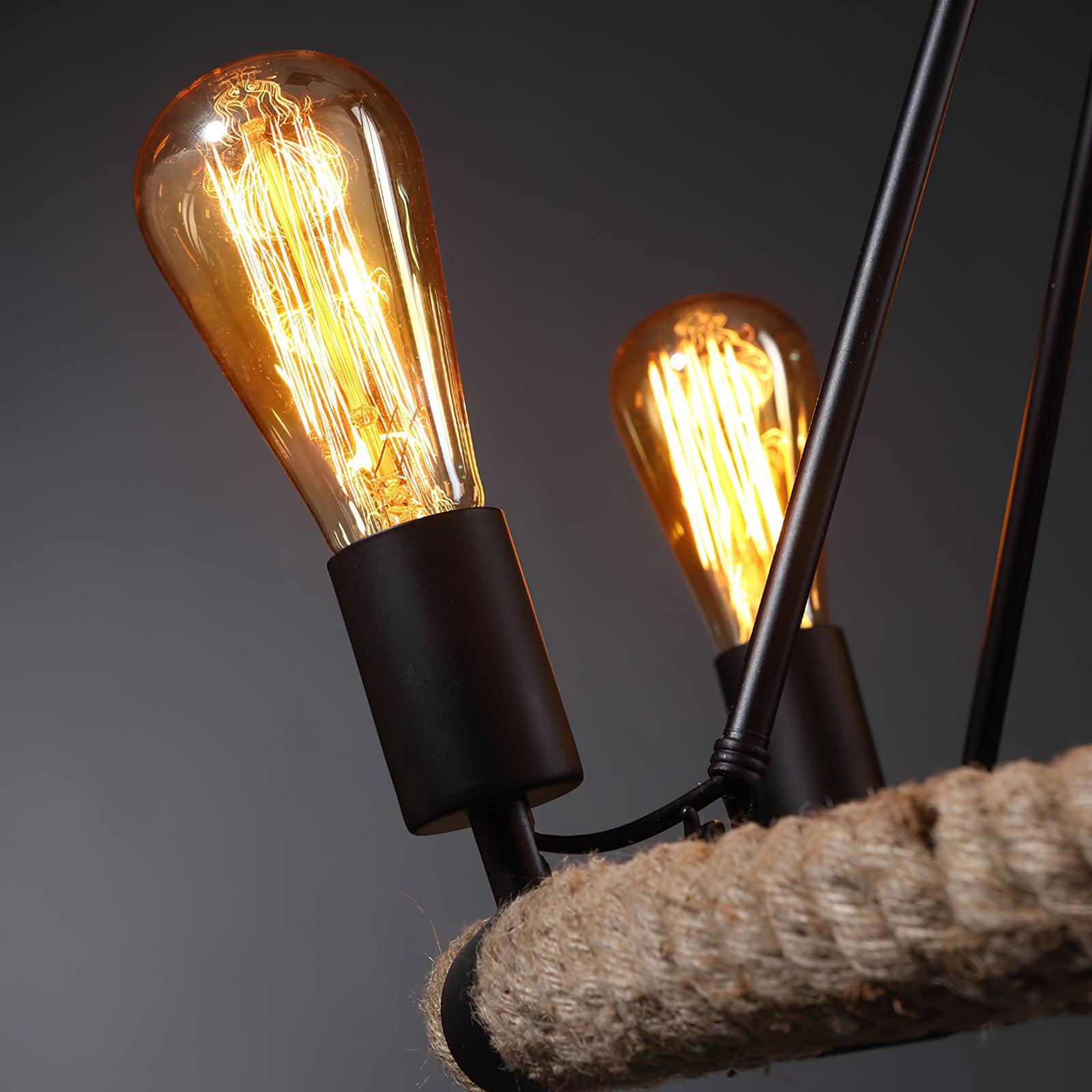 Hemp Rope Industrial Large Circle Chandelier - Blowlighting