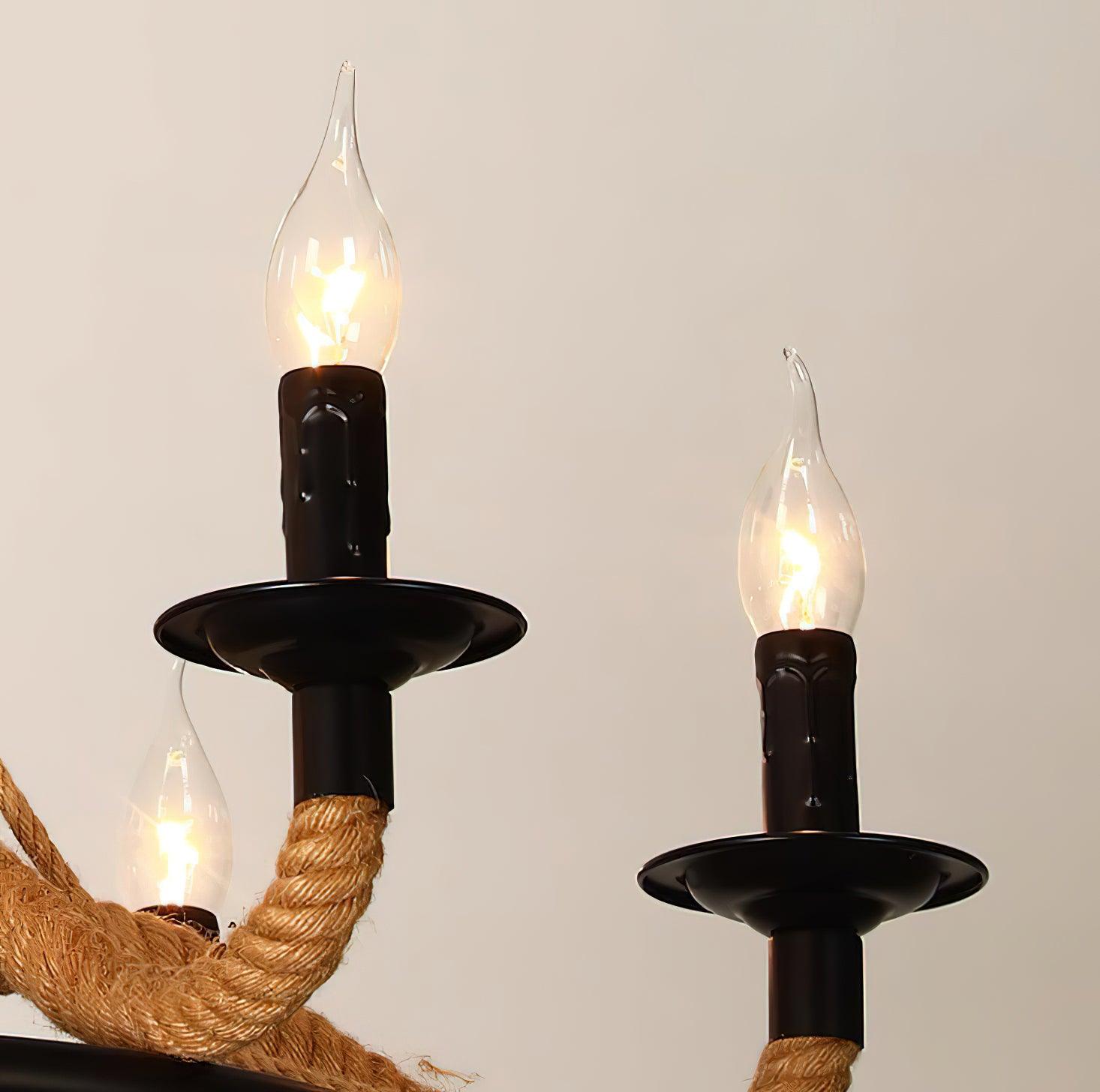 Hemp Rope Industrial Large Wheel Chandelier - Blowlighting