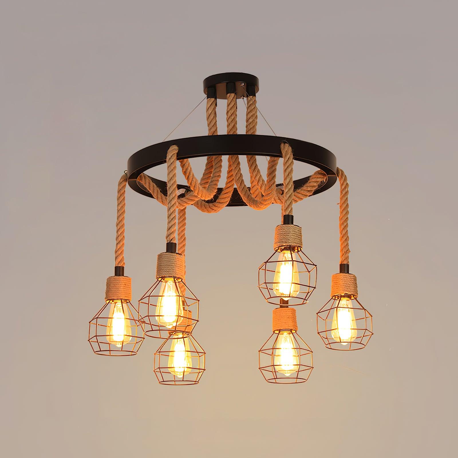 Hemp Rope Industrial Starfall Chandelier - Blowlighting