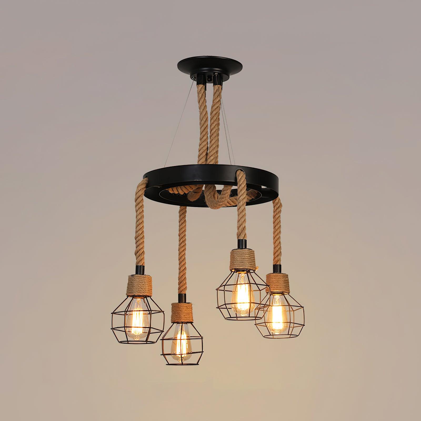 Hemp Rope Industrial Starfall Chandelier - Blowlighting