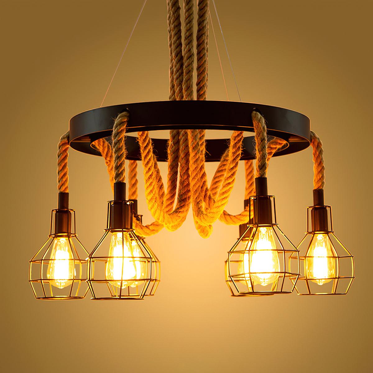 Hemp Rope Industrial Starfall Chandelier - Blowlighting