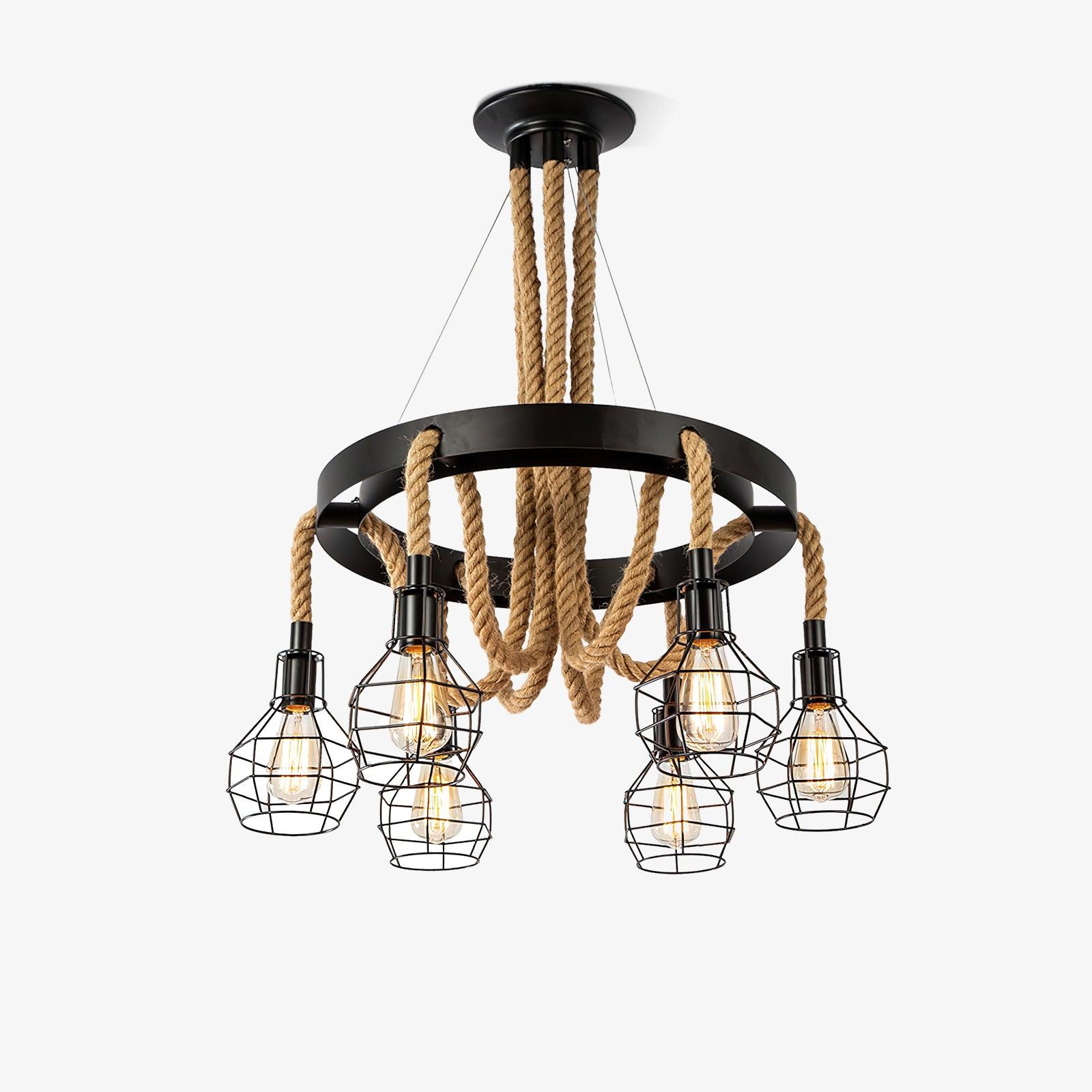 Hemp Rope Industrial Starfall Chandelier - Blowlighting