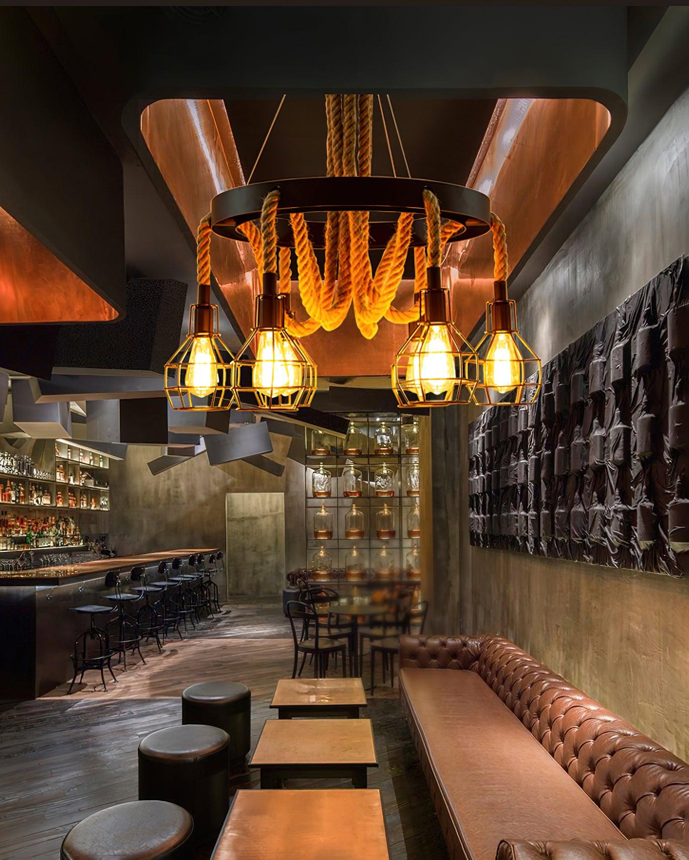 Hemp Rope Industrial Starfall Chandelier - Blowlighting