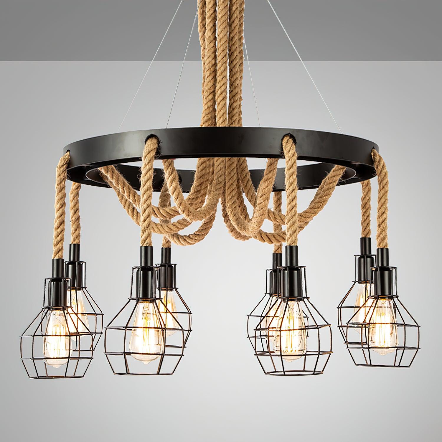 Hemp Rope Industrial Starfall Chandelier - Blowlighting