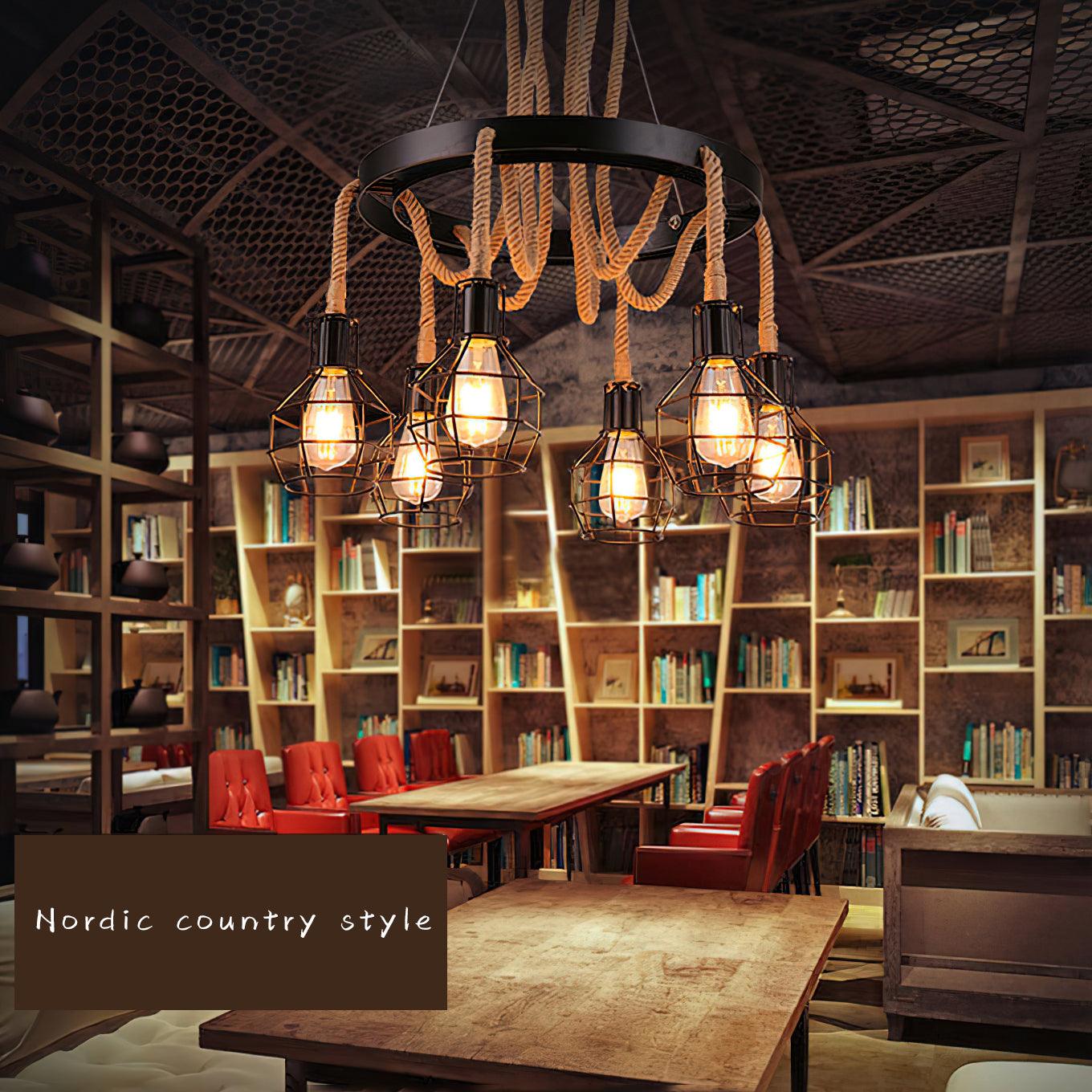 Hemp Rope Industrial Starfall Chandelier - Blowlighting