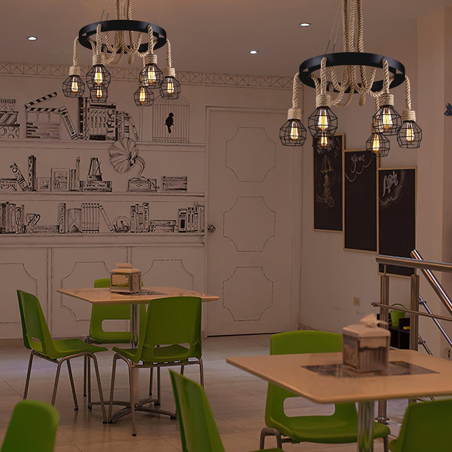 Hemp Rope Industrial Starfall Chandelier - Blowlighting