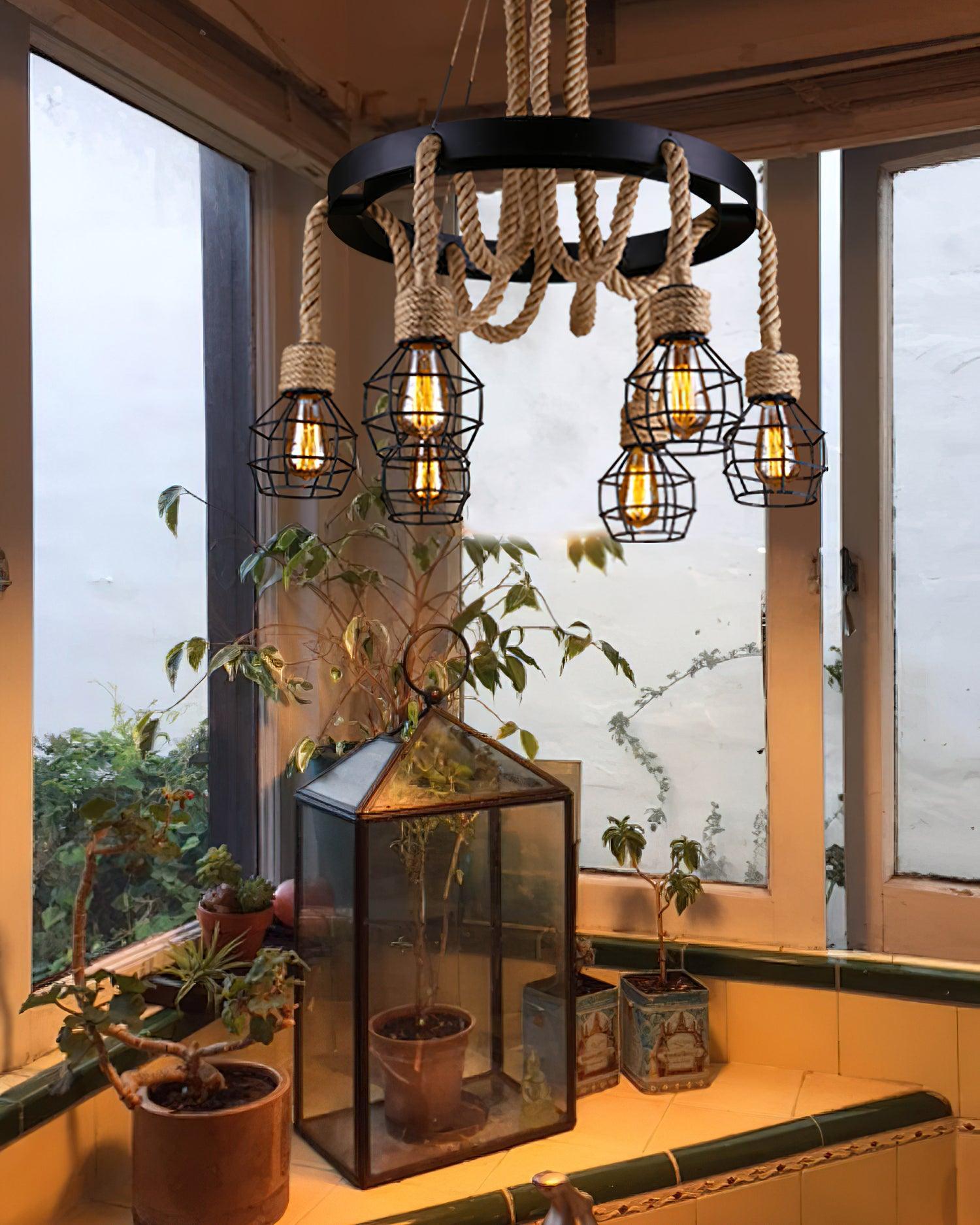 Hemp Rope Industrial Starfall Chandelier - Blowlighting