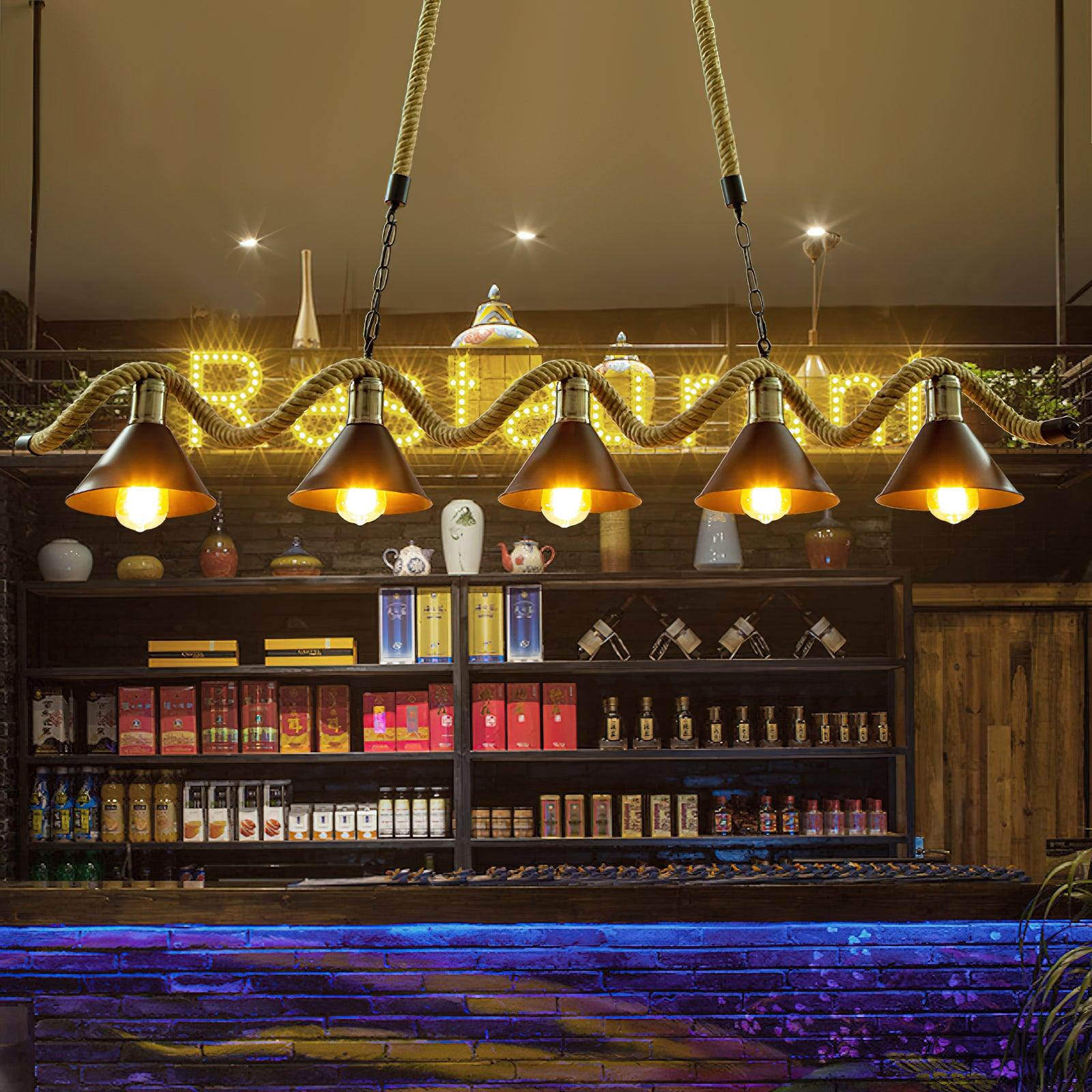 Hemp Rope Industrial Wave Chandelier - Blowlighting