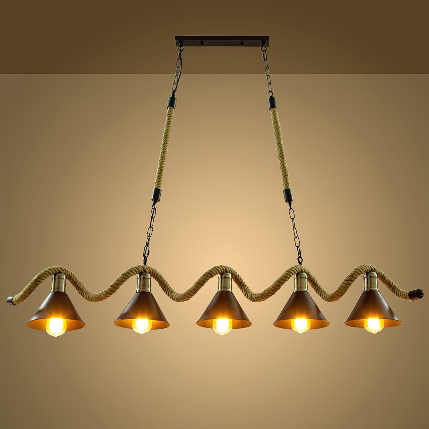 Hemp Rope Industrial Wave Chandelier - Blowlighting