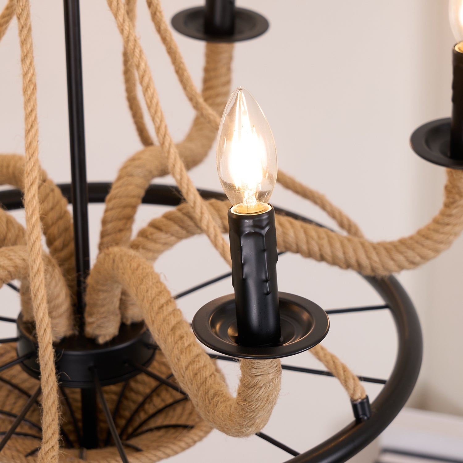 Hemp Rope Industrial Large Wheel Chandelier - Blowlighting