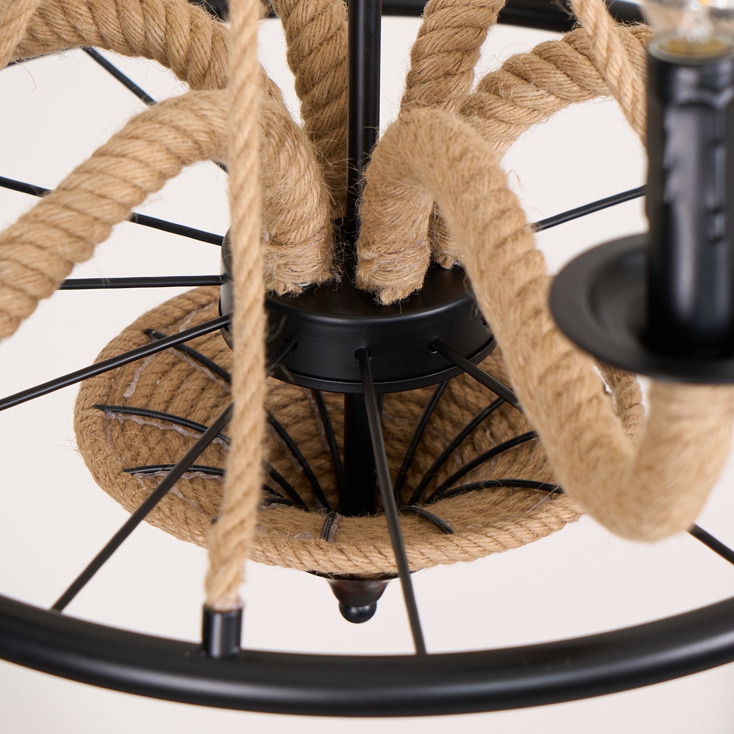 Hemp Rope Industrial Large Wheel Chandelier - Blowlighting