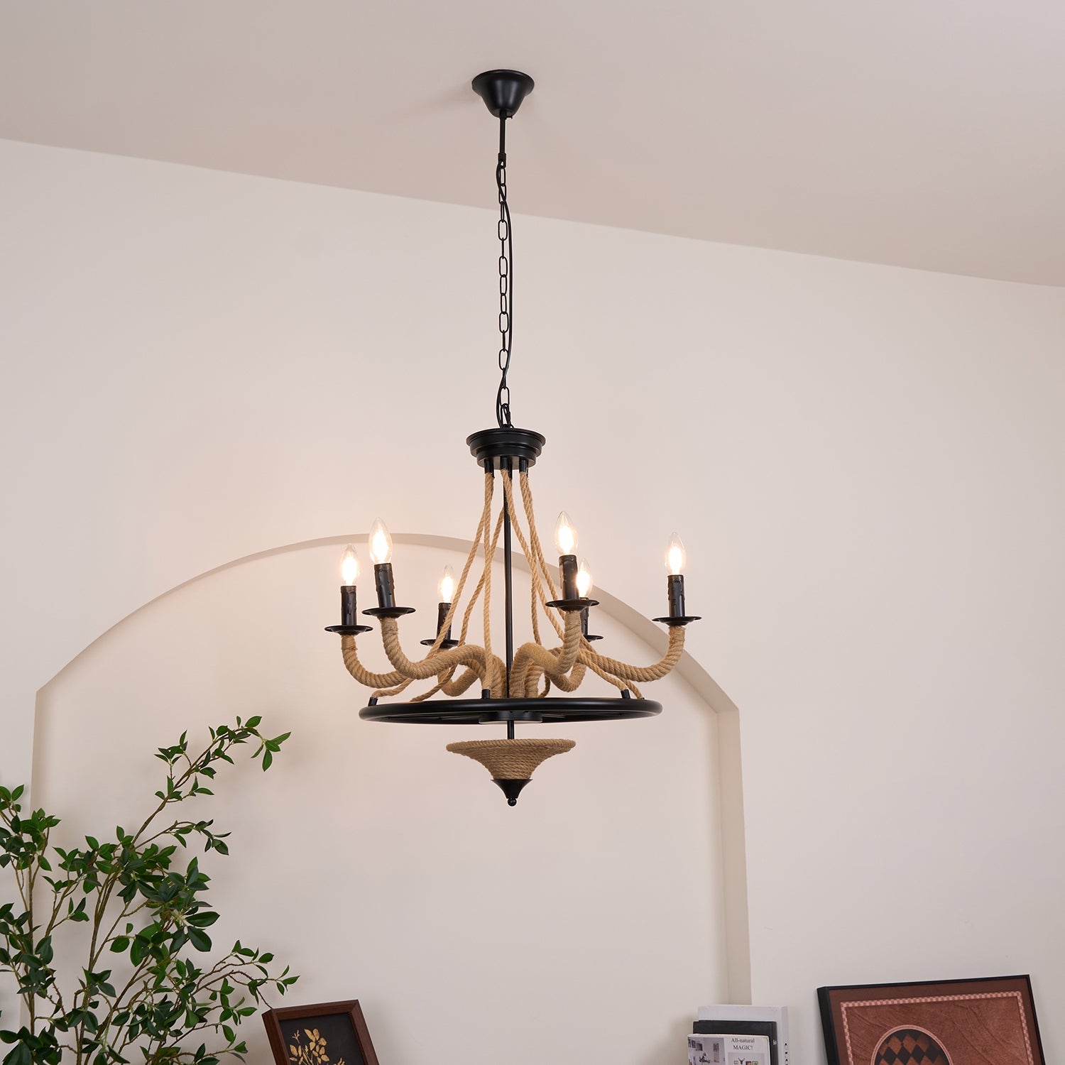 Hemp Rope Industrial Large Wheel Chandelier - Blowlighting