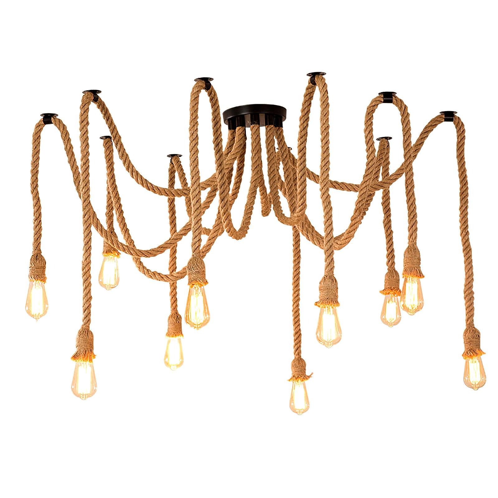 Hemp Rope Scattered Flower Chandelier - Blowlighting