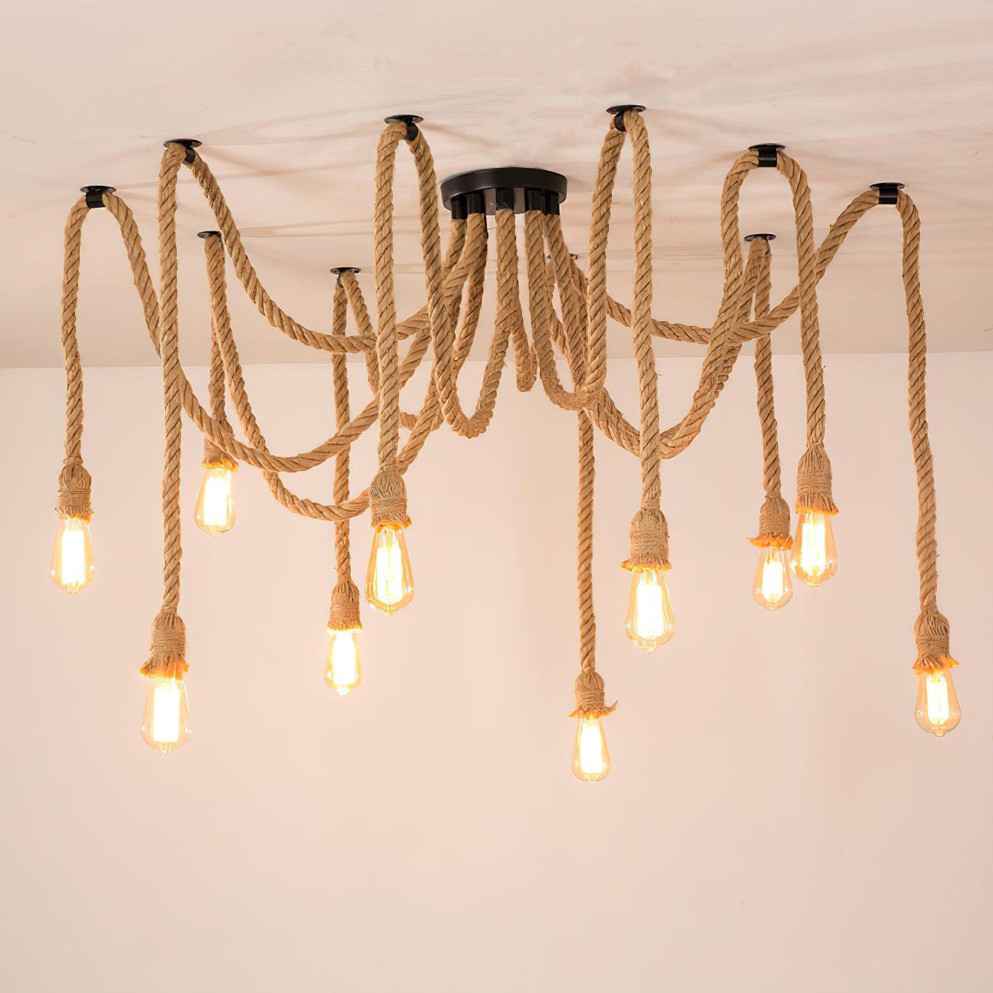 Hemp Rope Scattered Flower Chandelier - Blowlighting