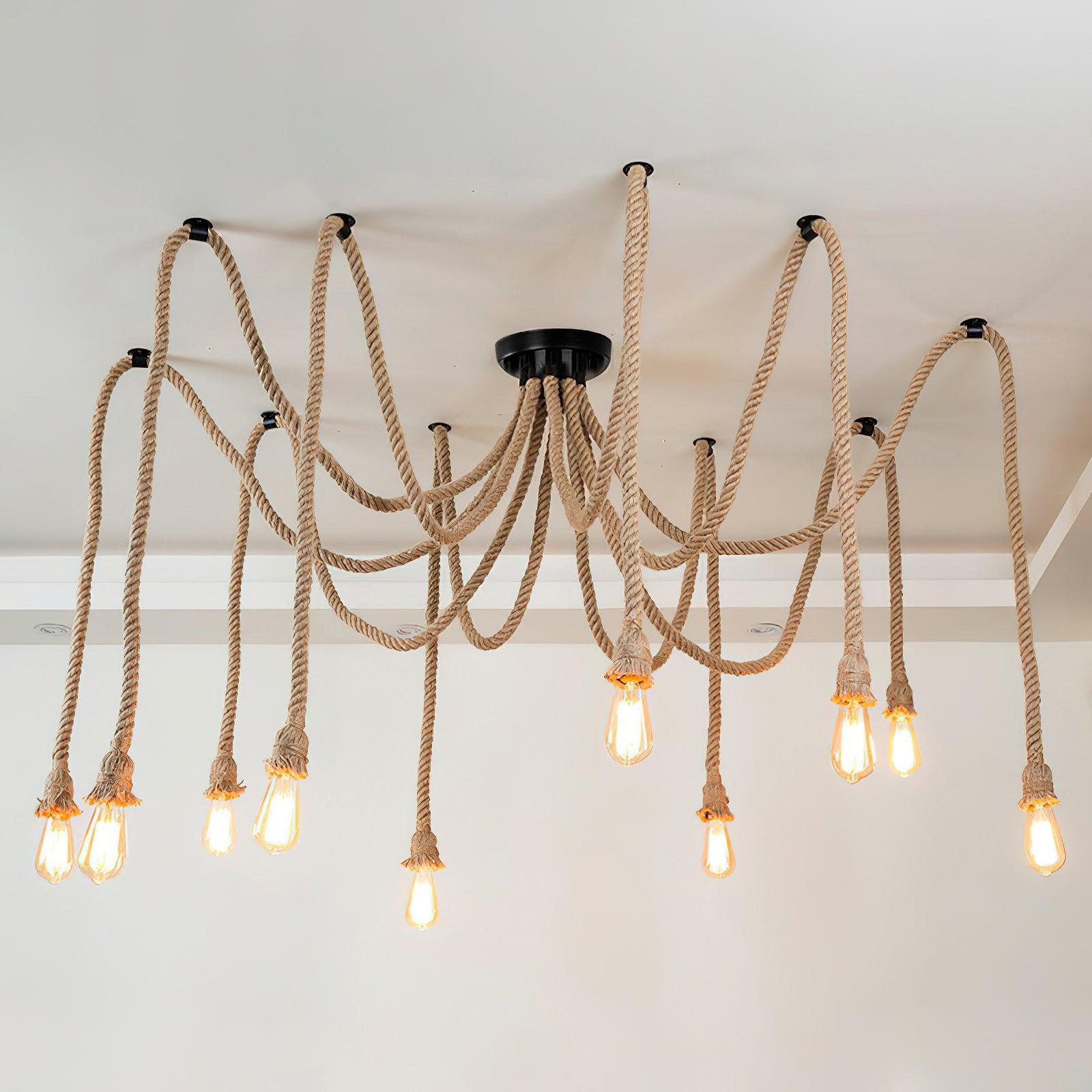 Hemp Rope Scattered Flower Chandelier - Blowlighting