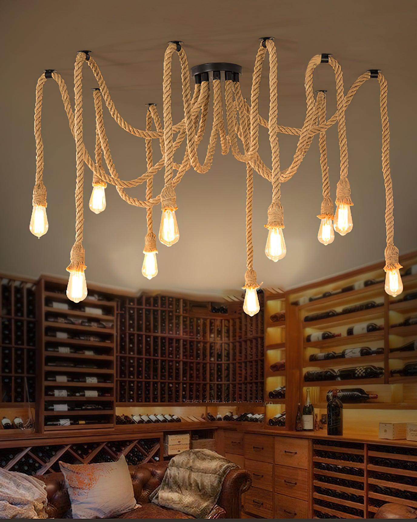 Hemp Rope Scattered Flower Chandelier - Blowlighting