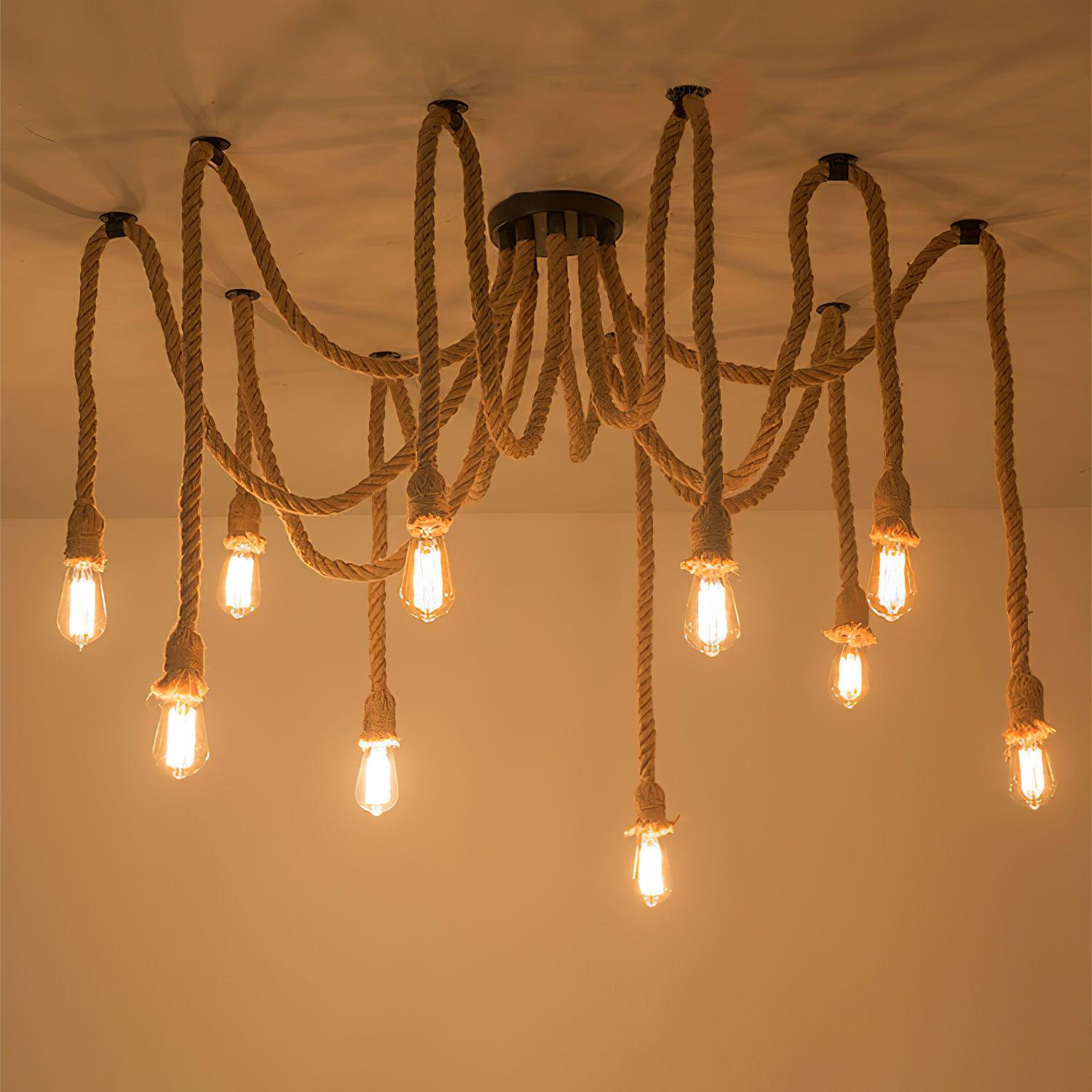 Hemp Rope Scattered Flower Chandelier - Blowlighting