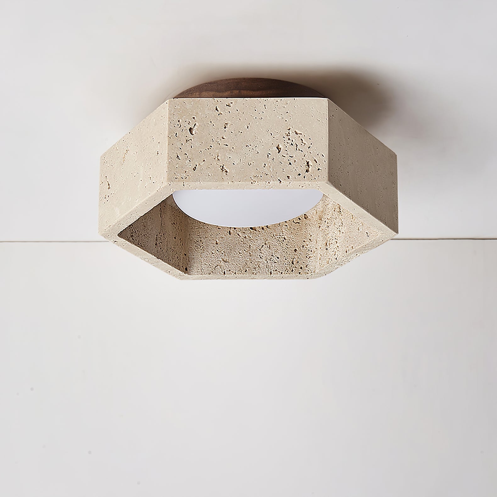 Hexara Travertine Ceiling Light - Blowlighting