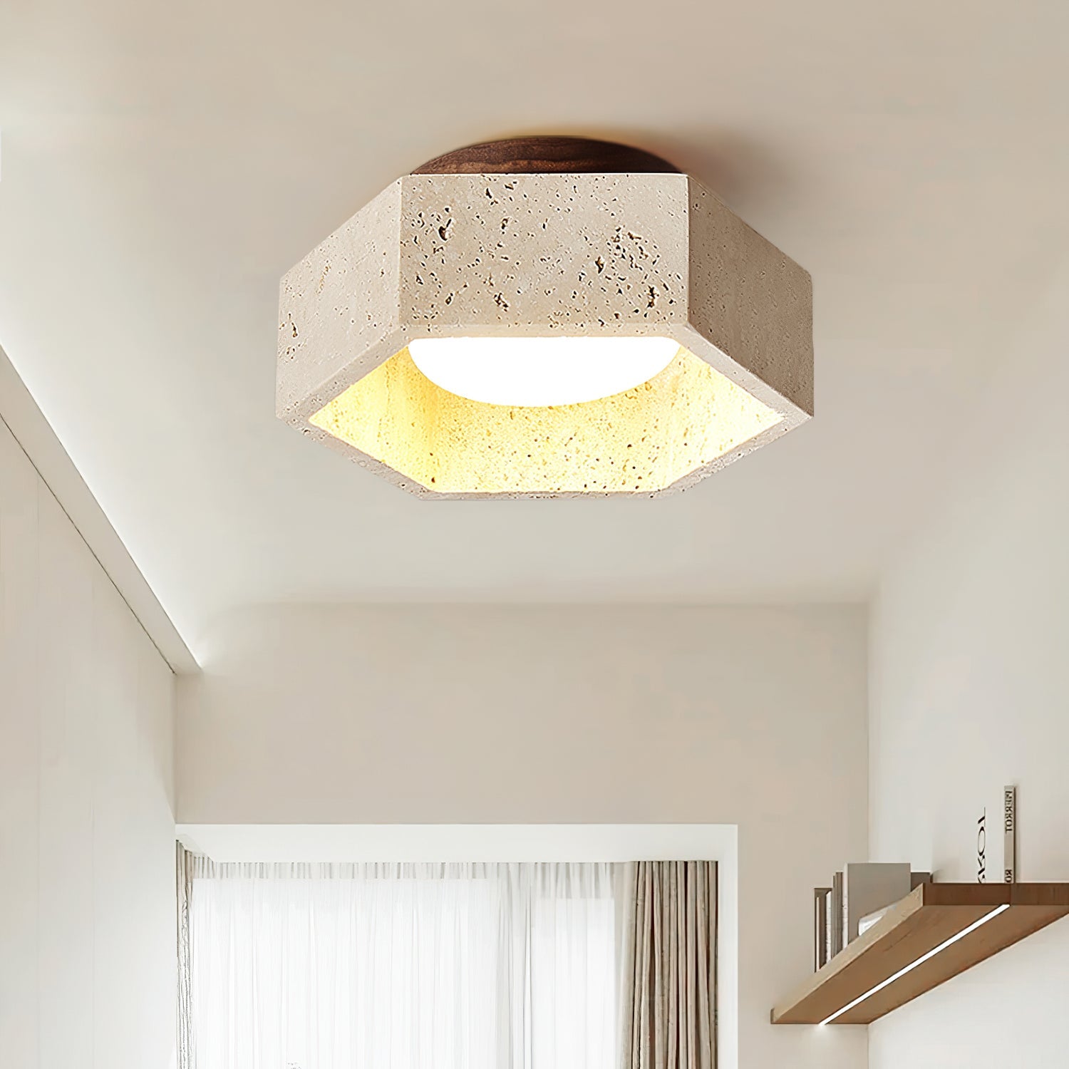 Hexara Travertine Ceiling Light - Blowlighting