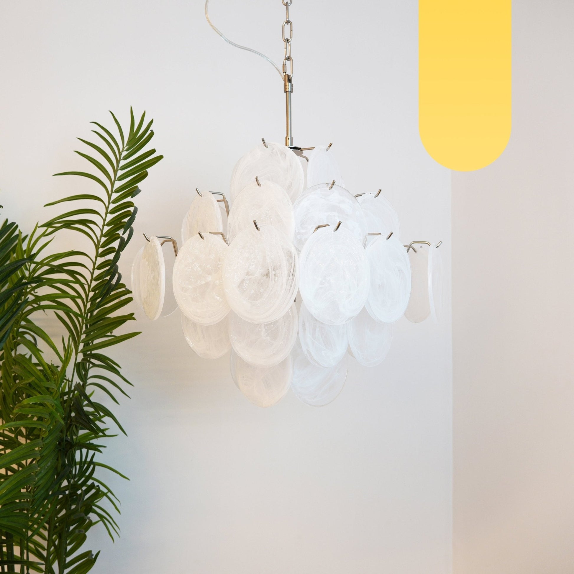 Aurora Chandelier White Murano Glass Disc Cluster - Blowlighting