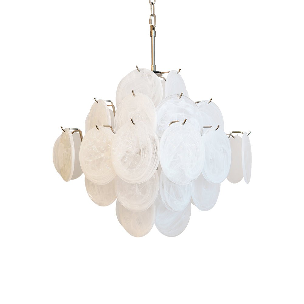 Aurora Chandelier White Murano Glass Disc Cluster - Blowlighting