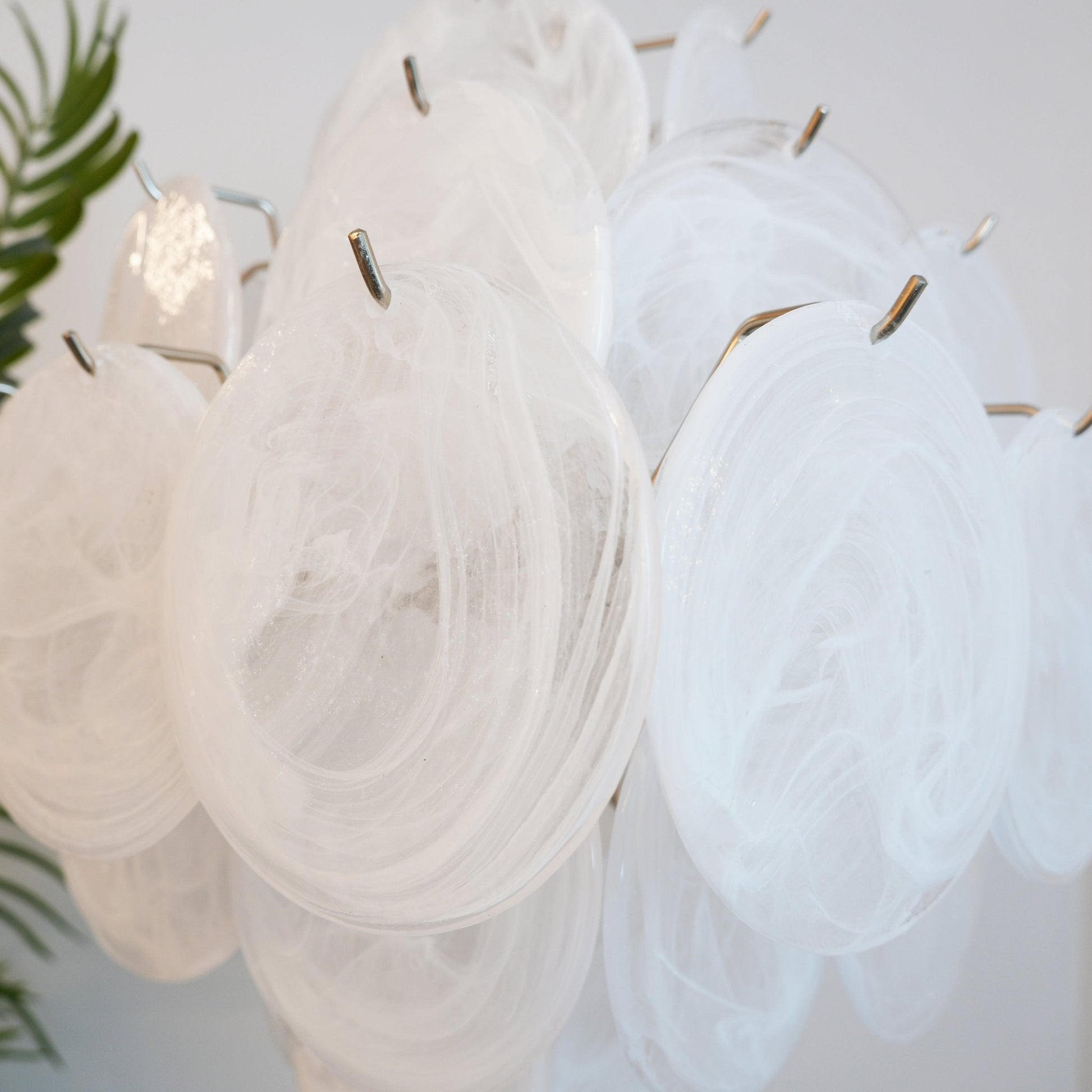 Aurora Chandelier White Murano Glass Disc Cluster - Blowlighting